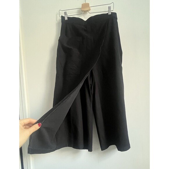 Eileen Fisher Cropped Faux Wrap Front Pants Black Sz M Classic Minimalist - Picture 2 of 7